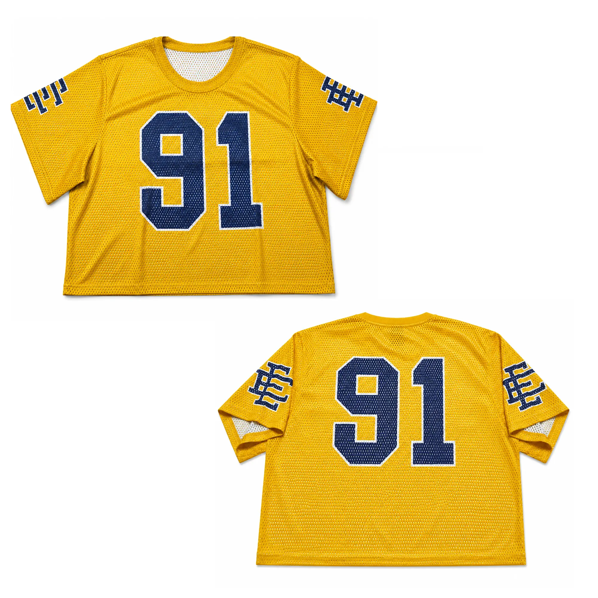 EE Number 91 Football Jersey Vintage Mesh Sports Shirt Game Day Tee