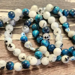 Mystic Blue Tigers Eye and Moonstone/Pretty and Powerful Protection Bracelet Stack