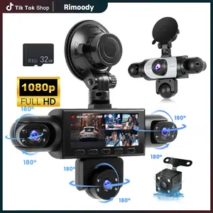 RIMOODY 3.16-in 1080P Car-Mounted Dashcam Car Cameras, 5 HD Lenses, 480P Interior & Rear Cameras, Loop Recording, 360-Degree Coverage, C10 32G Memory Card, Car-Mounted Car Cameras fathersdaygift