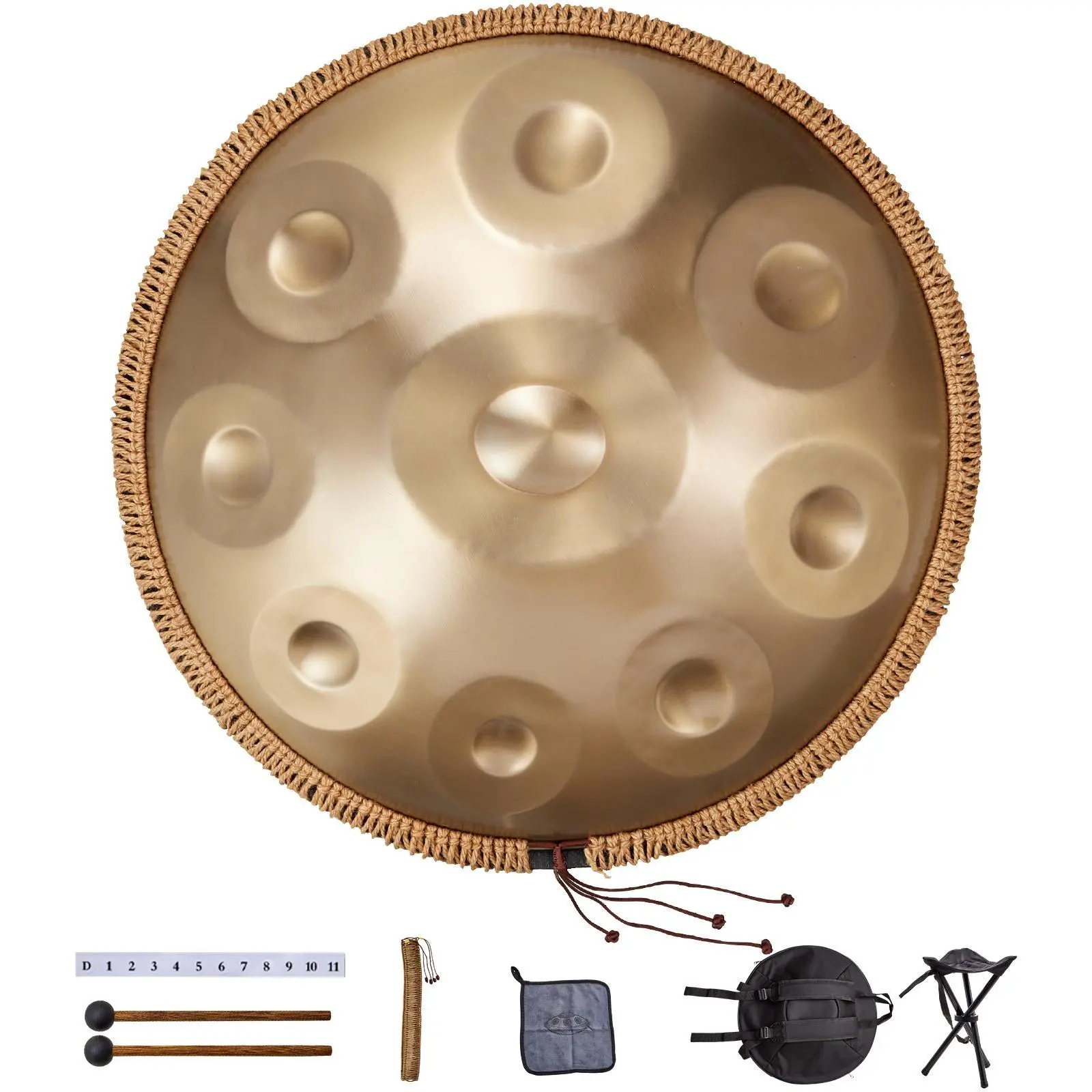 VEVOR Handpan Drum,  22 in & 9 Notes, D Minor Hand Drum, Hand Pan Drum Instrument with Mallets, 440Hz Handpan Stand & Carry Bag, Steel Healing Sound Drum, Percussion Instruments for Adults Beginners#SohoChic