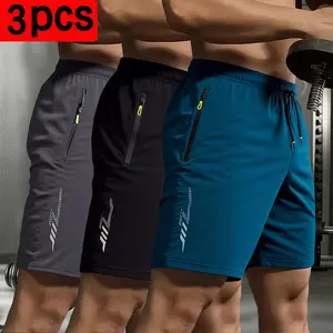 3-pack men’s athletic shorts, summer loose casual knee-length shorts, lightweight and breathable, ice silk quick-dry fabric, with zippered pockets, perfect for everyday workouts, the beach, and outdoor activities Stretch Knit Capri Pants men's