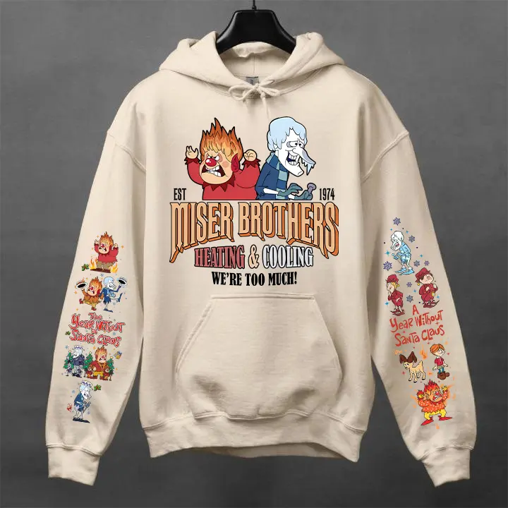 Miser Brothers 3 Sides Hoodie, Miser Brothers Heating And Cooling Sweatshirt, Vintage 90s The Year Without Santa Christmas Movie Tee, Heat & Snow Miser Sweatshirt, Christmas Gift