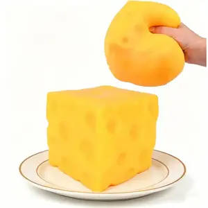 Squishy Cheese Block - Yellow, moldable fidget Toy with Squeeze Feature, Ideal for Play and Relaxation