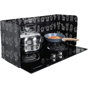 2 Pcs 3 Sided Splatter Guard Foldable Grease Splatter Screen for Frying Pan Aluminum Foil Splash Guard for Stove Top Oil Splash Insulation Block Barrier for Cooking Kitchen Restaurant Use