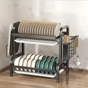 “Multifunctional Double-Layer Dish Rack – Rust-Proof Kitchen Organizer, Fast Dry Plate & Bowl Storage, Space-Saving Countertop Rack, Home Essentials, Mother’s Day Gift, Spring Kitchen Upgrade”kitchen organization,dish drying racks