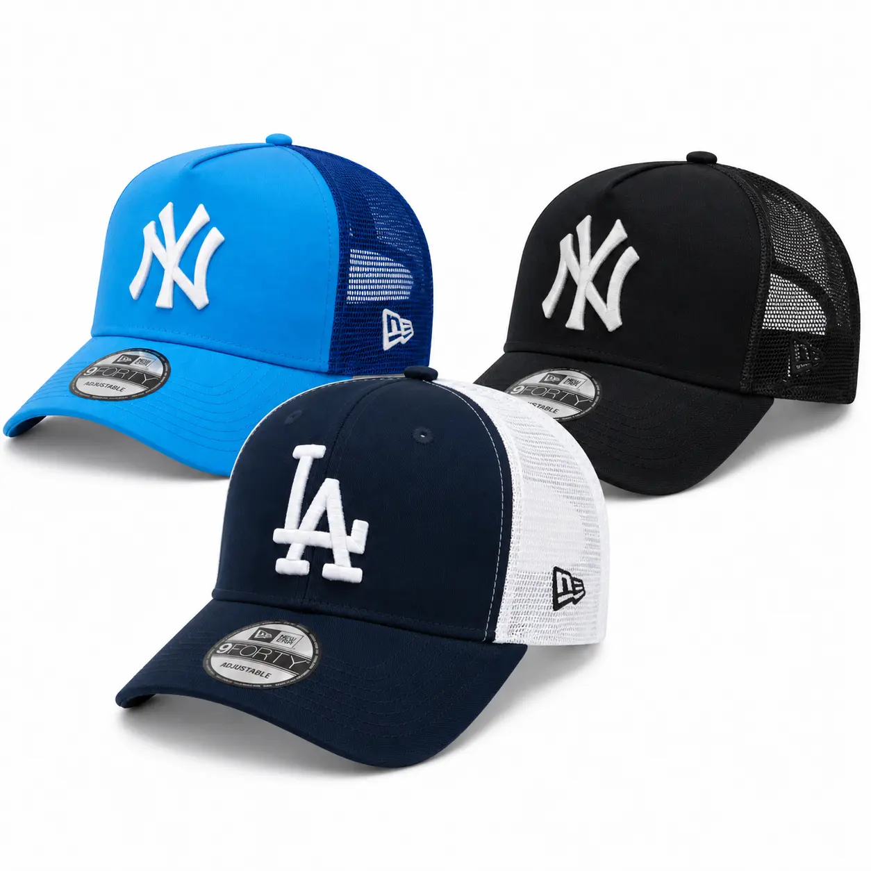 New Era MLB NY Yankees LA Dodgers 9FORTY Adjustable Mesh Trucker Cap, Snapback Cap for Men Women, Curved Brim Baseball Cap, College Campus Style, Back to School 2026