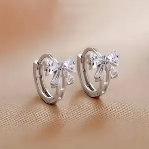 Exquisite bow earrings, cute niche design, bohemian style, versatile and light luxury earrings, suitable as a Valentine's Day gift, an elegant accessory for all seasons