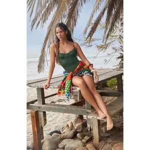 Pacsun Women's Green Madison Shine Underwire One Piece Swimsuit