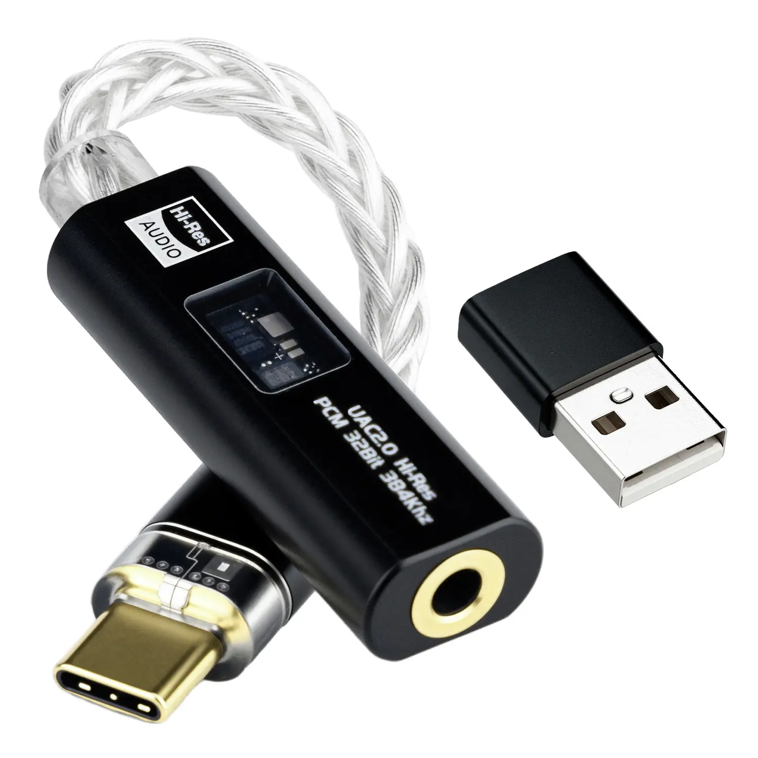 Mcbazel Hi-Res USB-C to 3.5mm Digital Audio Adapter - Dual CX31993-MAX97220 Chips, 32-bit/384kHz Lossless Amplifier, OCC Silver-Plated Aluminum Alloy Cord, Noise Reduction, Plug-in for Android Phones, Gaming Users