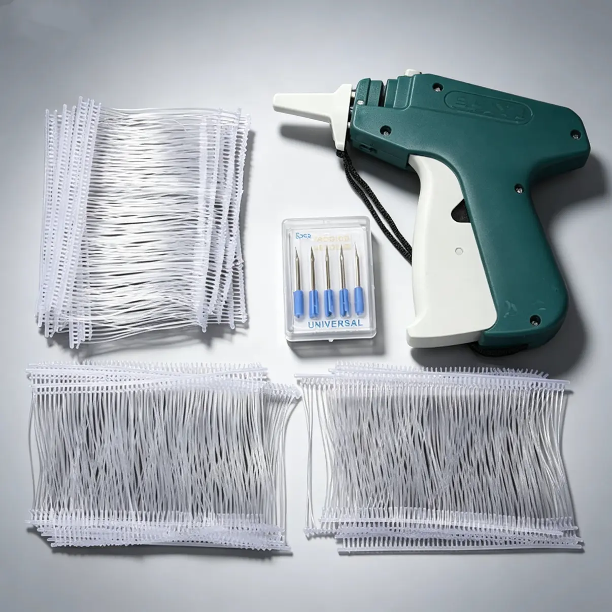 Standard Type Tag Attaching Tool Kit - Ergonomic Design Tagging Gun with Fast Trigger Action, 5 Stainless Steel Needles, 1000 2-in Fasteners, Bonus Kits for Clothing Fabrics (Denim, Polyester)