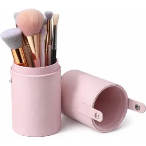 Travel Makeup Brush Holder,   PU Leather Makeup Brush Travel Case Portable Brushes Holder Cup