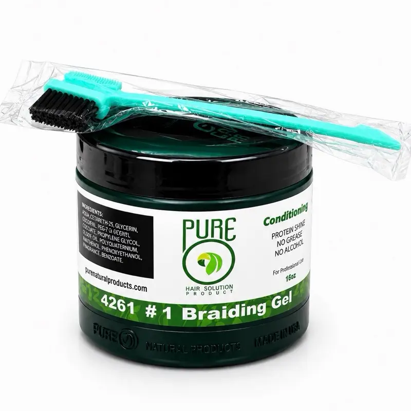 Generic Pure O Natural Neatbraid Professional Conditioning Shining Gel 16oz With Free 3-in-1 Edge Brush Pintail
