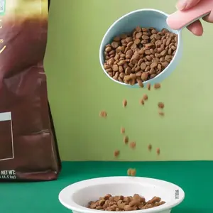 Pet Food Measuring Scoop, 1 Count Multifunctional Pet Food Container Scoop with Clasp Handle, Suitable for Dogs & Cats