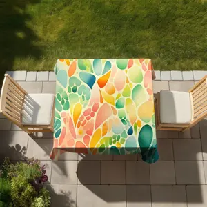 MWW C1TC5858QICYZ8 58x58 in. Organic Fruits Turquoise Tablecloth - Kitchen Theme Runners, Indoor & Outdoor Household Textile Decor
