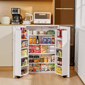 VECELO Buffet Kitchen Storage Cabinet Modern Kitchen Buffet Wood Coffee Bar Cabinet with Doors And Adjustable Shelves Snack Pantry Storage Cupborad for Kitchen Bathroom and Living Room