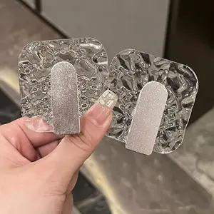 2pcs, Bathroom Acrylic Hooks, Bathroom Non-drilling Adhesive Hooks, Bathroom Door Back Traceless Towel Hooks, Kitchen Wall Hooks, Utility Hooks