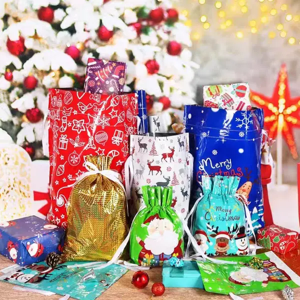 55 PCS gift bag (drawstring, card, bag)