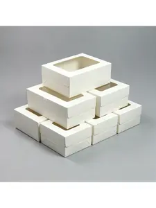20/15/10/5/1pcs 2/4/6 Grid White Card Paper Cupcake Boxes, Square Clear Window Simple Cup Cake Containers needoh.paper plates.