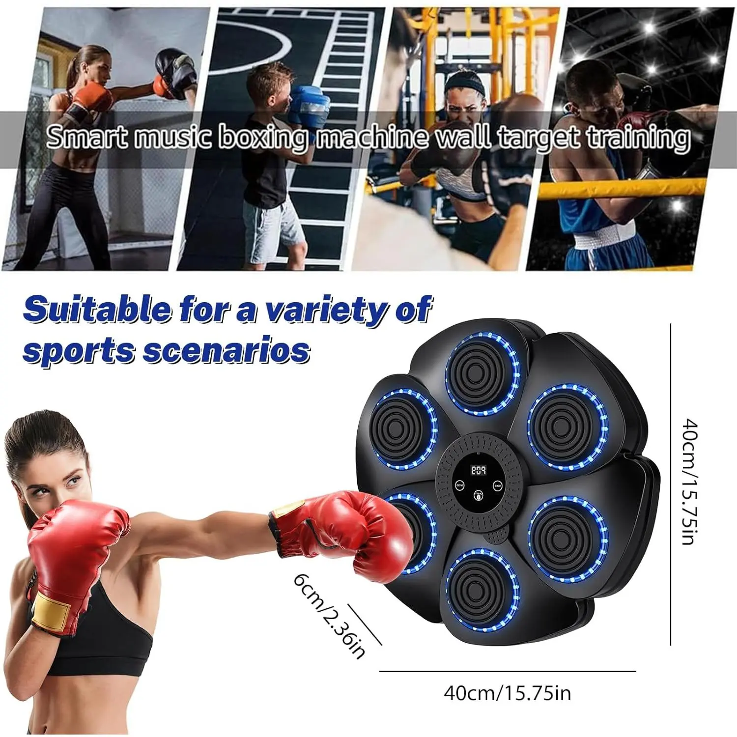 Music Boxing Machine for Adults and Kids, Bluetooth Wall Punching Machine, 9 Speed Modes and LED, Smart Music Boxing Machine for Home Gym Use