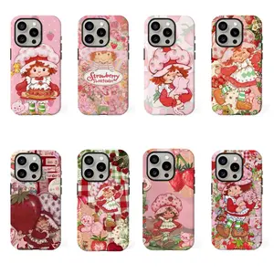Strawberry Sh-SHortcake Anime Phone Case Film Shell  for iPhone 17, 16, 15, 14, 13, 12, 11 Pro Air Plus ProMax and Samsung S26-S20 Ultra Plus FE shock-absorbing phone cases, fashionable gift. Silicone