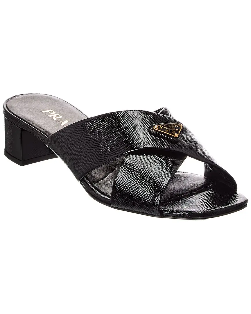 Prada Logo Leather Sandal