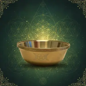 Pure Copper Altar Bowl with Triple Moon Goddess & Pentacle - Sacred Ritual Tool