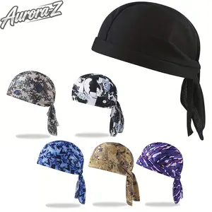 6/3 Pack Camo Print Do Rags Skull Cap, Sweat Wicking Quick Dry Cooling Durag, Adjustable Tie Back Motorcycle Head Wrap Bandana For Men Women Cycling Running Hiking Workout Daily Wear