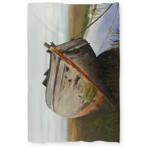 360 stand Twin Extra Long Duvet Cover - Microfiber Soft Face Fabric, Boat Print Abandoned Swamp Scene Design, Marine Nature Rustic Charm Home Bedding Linen Textile Decor, Soft Fabric