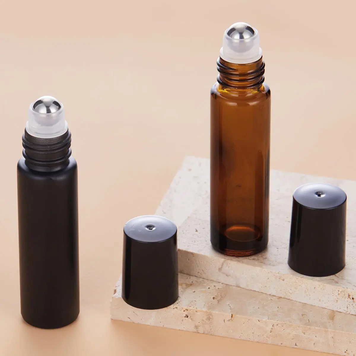 Travel Empty 10ml Cosmetic Roller Makeup Bottle, 2 Counts/set Portable Empty Essential Oil Roller Bottle, Perfume Dispenser Roller Bottle, Makeup Container for Daily Outdoor Travel, Christmas Gift