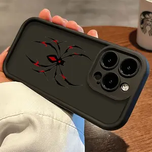 Red Black Spider Emblem Phone Case，Dark Gothic Style for iPhone 17 16 15 14 13 12 11 Plus Pro Max Gift.