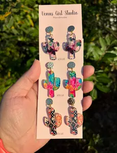 Cactus Acrylic Dangle Earring for Woman for any occasion