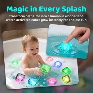 12PCS Shining Glowing Magic Ice Bath Blocks | Viral Kids Bath Toys Water-Activated Light Up Sensory Play Toys for Baby Boys Girls Bathroom Fun Water Games