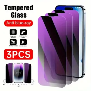 3pcs Anti-Blue Light Privacy Screen Protectors, for iPhone 17/16/15/14/13/12/11 pro/pro max/17 Air/16e/plus/mini/XR/XS MAX/XS, Protect Your Privacy and Eyesight, Anti-Scratch, Anti-Fingerprint, Anti-Oil Stains