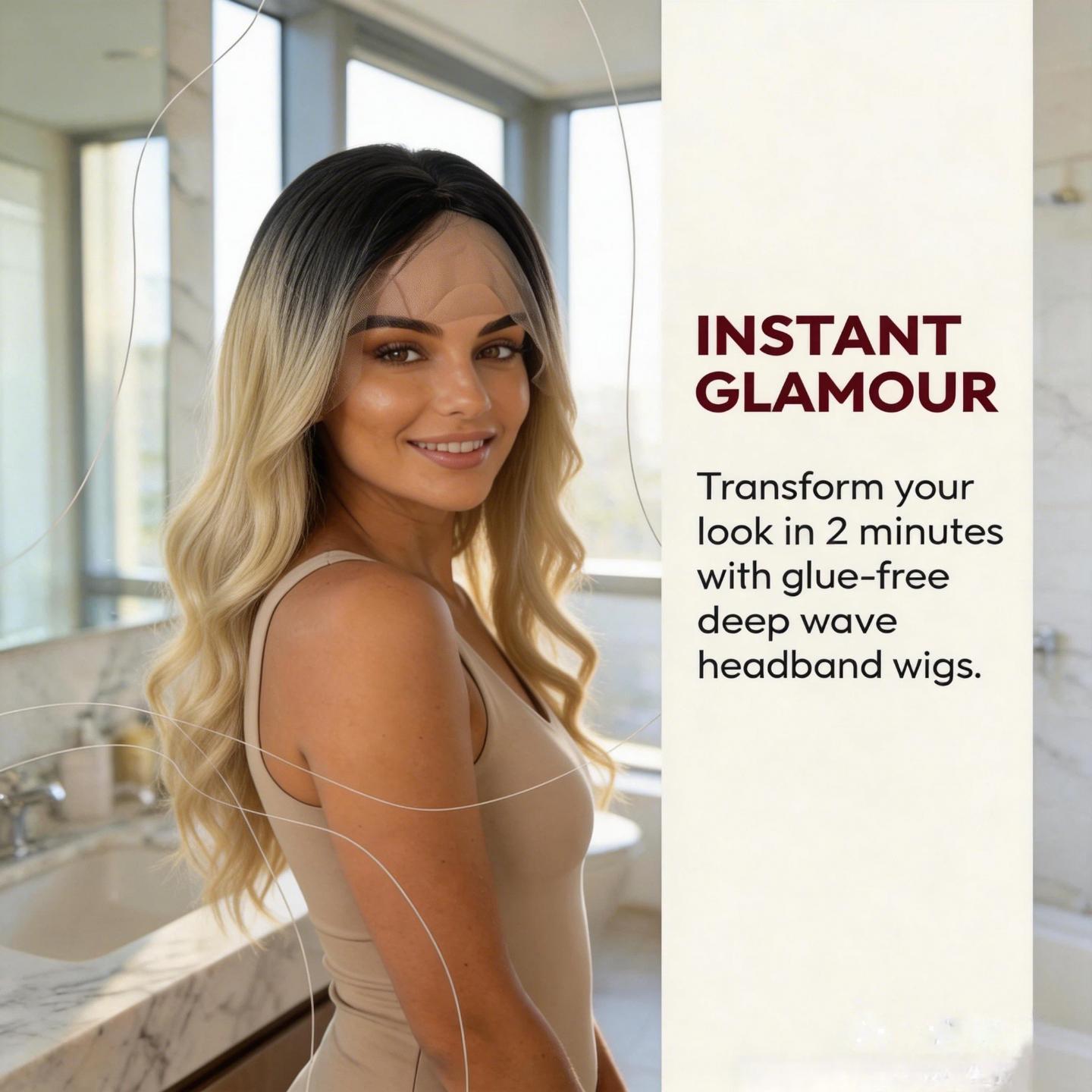 Women's Ombré Wig — 26-Inch Center-Parted Lace Front Wavy Style, Upgraded Fiber Material, Synthetic Wig with Realistic, Natural Appearance — Ideal for Cosplay (26 Inches)