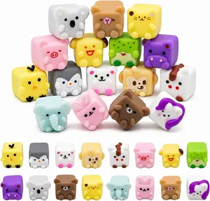 Summer Gift 32 Pack Mochi Squishy Toys Bulk, Kawaii Animal Squishies for Kids, Cube Shape Stress Relief Sensory Toys for Boys Girls Party Favors, Birthday Gifts, Classroom Prizes, Goody Bag Fillers