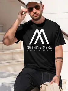 NOTHING MORE 2026 new model Black/White Tee Stylish & Comfortable Loose Crew Neck Short Sleeve T-shirts Versatile On Trend Eye Catching Printed Graphic Casual Tee for Daily Wear Outings & Leisure