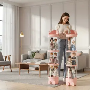 Stuffed animal storage tube, animal storage bag, transparent stuffed animal zoo organizer, large doll display bucket with lid, Bedroom Organizer