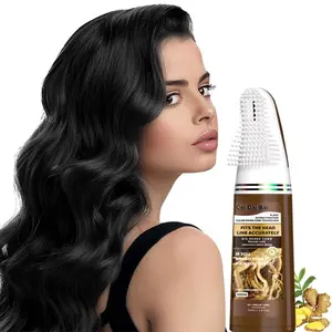 Permanent Gray-Coverage Hair Dye, Natural Black Haircare Color Beauty Product with Plant-Infused Formula for Comb Application