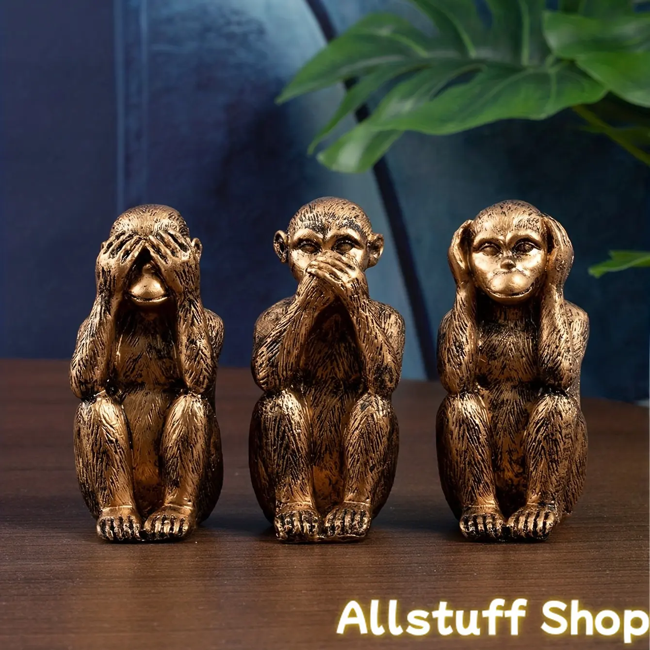 3pcs Modern Polyresin See-Hear-Speak No Evil Monkey Trio Set, Collectible Animal Figurine, Indoor Room Decor, Desktop Ornament - Cool Home Supply for Living Room, Resin Animal Ornaments