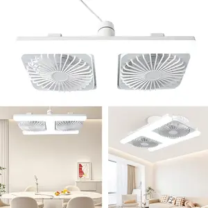 LED Ceiling Fan Light, 60w Dual Row, Remote Control, Adjustable Angle, Dimmable, Quiet, Suitable for Dorm, Office, Loft, Bedroom