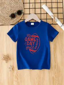 Toddler Boy's Game Day Letter Print Tee, Casual Short Sleeve T-shirt for Summer, Kids Clothes for Daily Wear