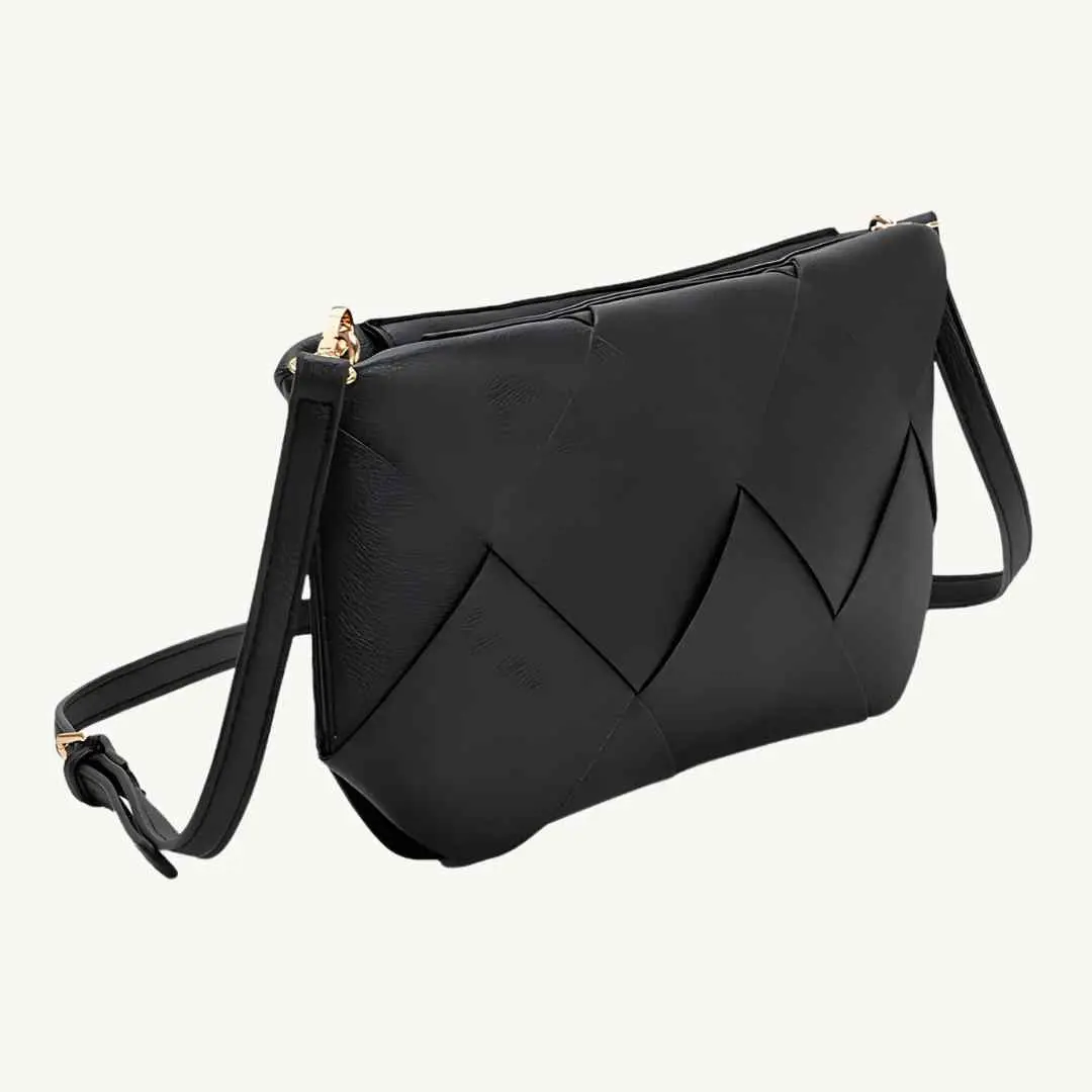 Connie Oversized Clutch & Vegan Crossbody Bag – Woven Recycled Leather