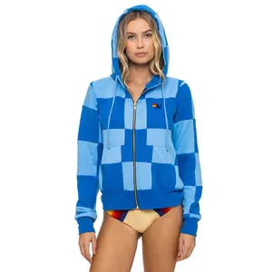 CHECK QUILT ZIP HOODIE - SKY // ADVENTURE BLUE