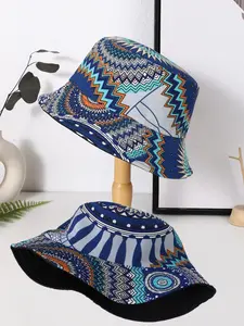 All Over Print Double-sided Bucket Hat, Casual Outdoor Sun Protection Cap for Men & Women, Fashion Accessories for Traveling & Beach Party, Casual Trendy Hat, Solar Bucket Hat