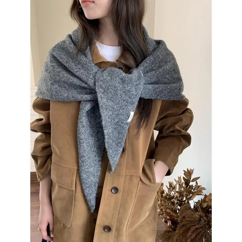 Elegant Triangle Shawl, Turquoise &, Windproof Warm Dress Suit Accessory, Casual Loose Fit Design, Fall Winter Season