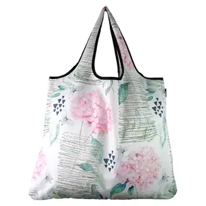 Yay Novelty J4369 Jumbo Eco Friendly Stylish Tote Large Excellent Versatile Reusable Shopping Bag - Pink Hydrangea