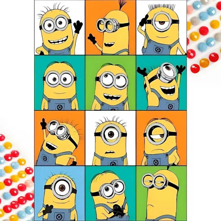5D DIY Full Drill Round Diamond Painting Kits - Diamond Art Kit Minion Puzzle Mosaic, Canvas - DIY Wall Decor, Home Wall Decoration, Suitable for Halloween and Christmas, Birthday and Anniversary Gifts