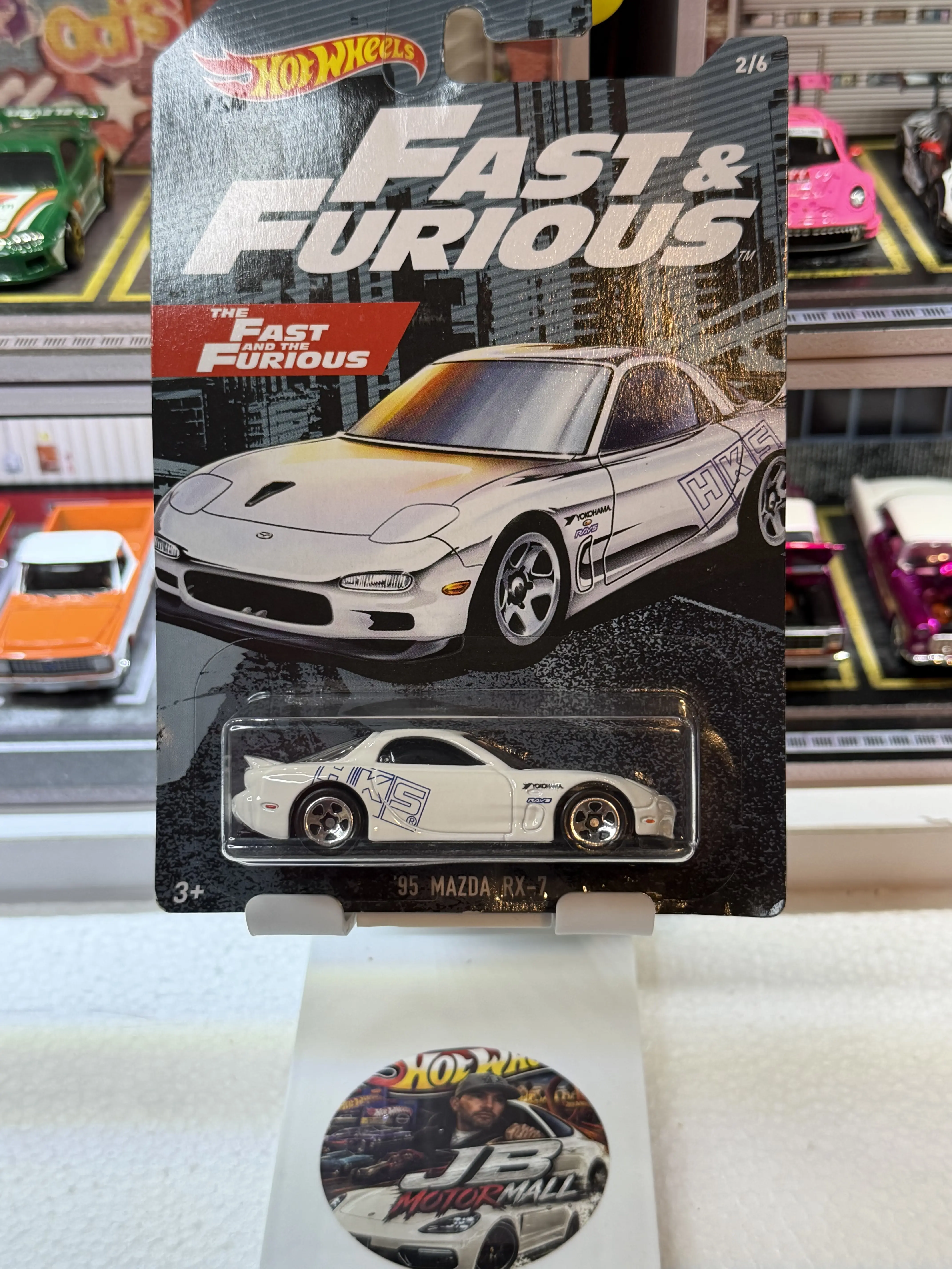 Hot Wheels Premium 1995 Mazda RX-7 from the Fast & Furious series.