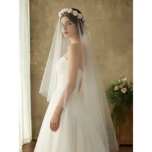 Bride's Wedding Veil, Forest Style Vintage Super Fairy Flower Photo Shoot Outdoor Sample, Wedding Registration Styling High-Transparency Veil