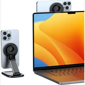 X-CPS08   Continuity Camera Mount for Desktop Monitor and MacBook, Foldable iPhone Webcam Mount, Magnetic Phone Stand Compatible with iPhone 17/16/15/14/13/12 Series,MacBook OS Ventura,Facetime- Black